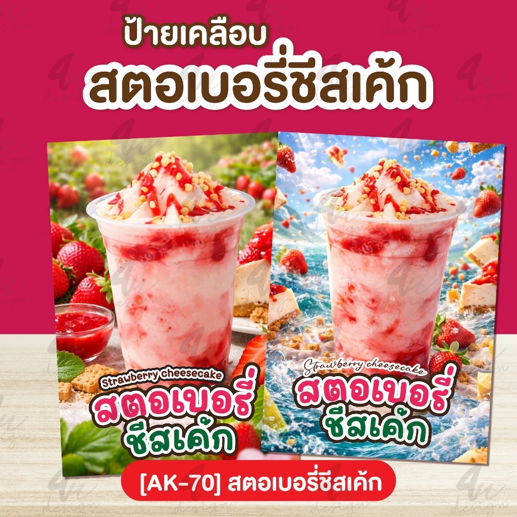 ป้ายเคลือบ สตอเบอรี่ชีสเค้ก [AK-70]