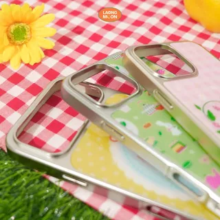 NEW Laongmoon เคสไอโฟนขอบเงิน พิมพ์ลาย Little Garden Collection สำหรับ iPhone 12 13 14 15 16 17