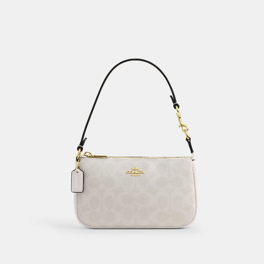 Coach CW426 Nolita 19 In Signature Canvas (IMXU5) กระเป๋าคล้องมือผู้หญิง สี Im/White/Chalk