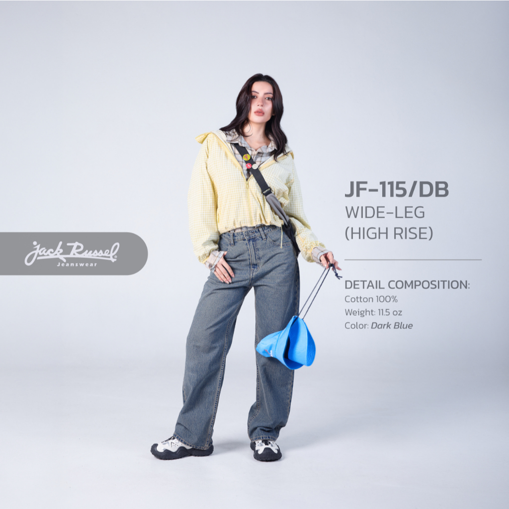 กางเกงยีนส์ผู้หญิง Klassik JF-115/DB Wide Leg Dark Blue High Waisted Jack Russel