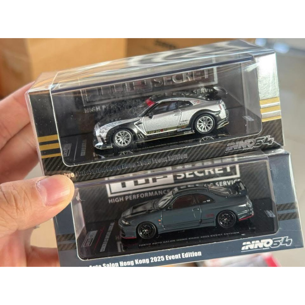 ▫️Tokyo Auto Salon HK 2025 Top Secret R35 / BNR33 1 set 2 cars Scale 1:64 ยี่ห้อ Inno 64