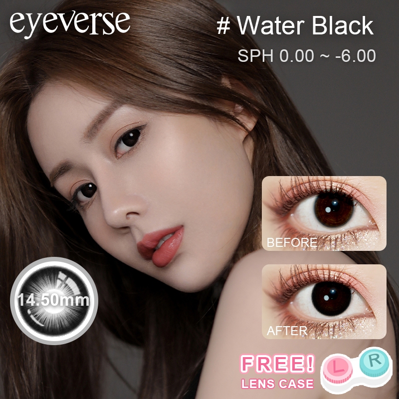 [0.00-6.00] Eyeverse Water Black 14.5mm รายเดือน COD ตาโตญี่ปุ่น นุ่มสุดๆ ใส่สบาย ไม่ระคายเคือง
