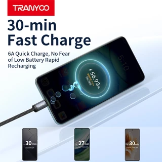 TRANYOO S20 สายชาร์จเร็ว ดีไซน์สายถักทนทานกันสึกหรอ ชิปอัจฉริยะป้องกันความร้อนอัตโนมัติ รองรับทั้ง ไอโฟน และ แอนดรอยด์