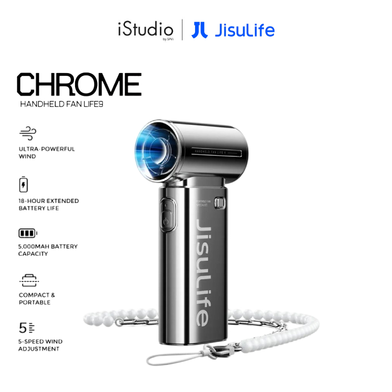 Jisulife พัดลมมือถือ RTB Handheld Fan Life9 Chrome Gift Box