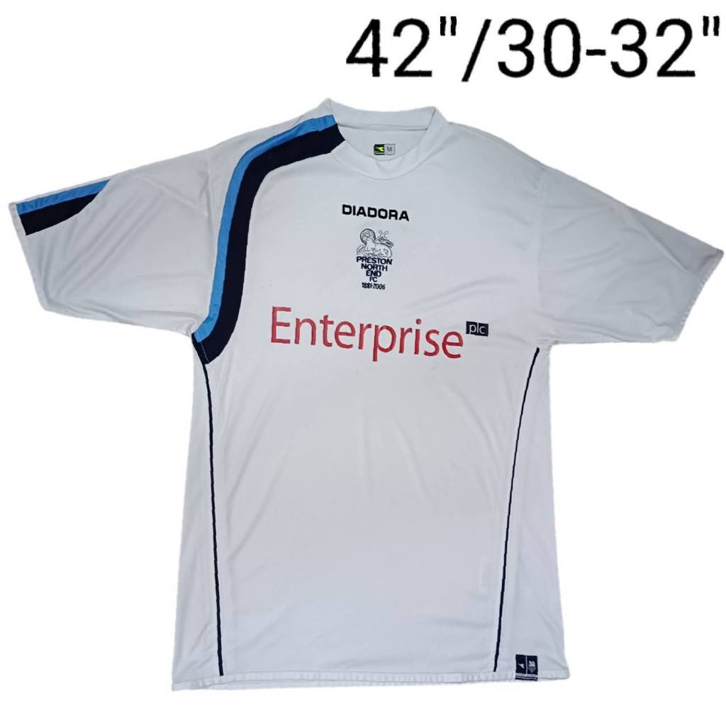 เสื้อบอลแท้Diadora Preston North Endรุ่นเหย้า ปี 2005-06  มือสอง ป้ายคอไซส์ M วัดหน้าผ้าอก 42"ยาว 30