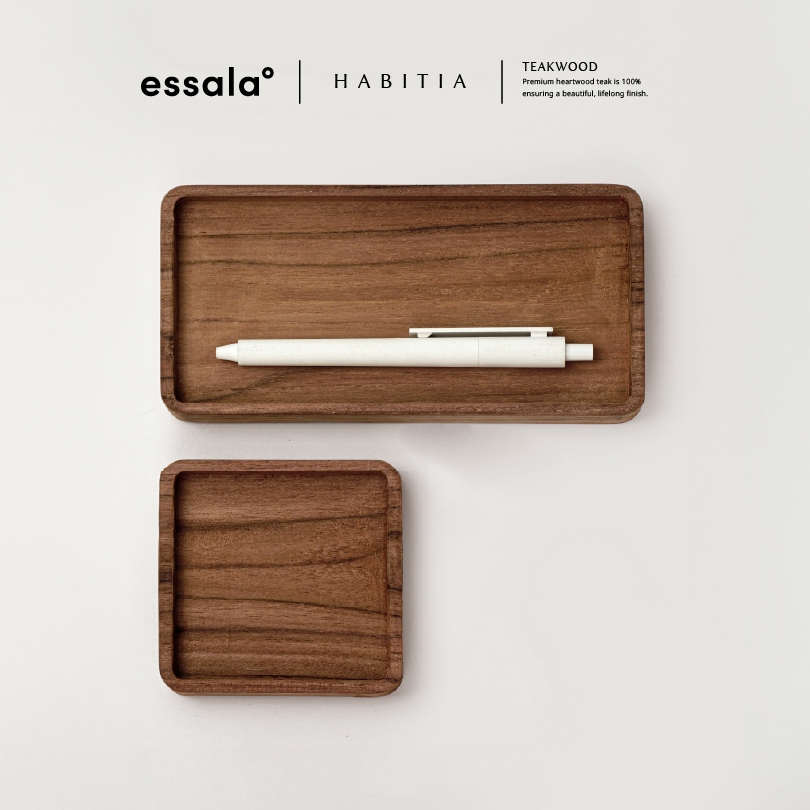 Essala ถาดไม้สัก ที่รองแก้ว