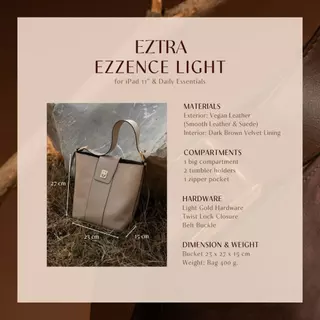 กระเป๋าทำงานใส่ ipad 11” ทรง bucket EZTRA EZZENCE Light เบา 400g มีช่องแก้วน้ำ สายกว้าง 4.5 cm ไม่เมื่อยไหล่