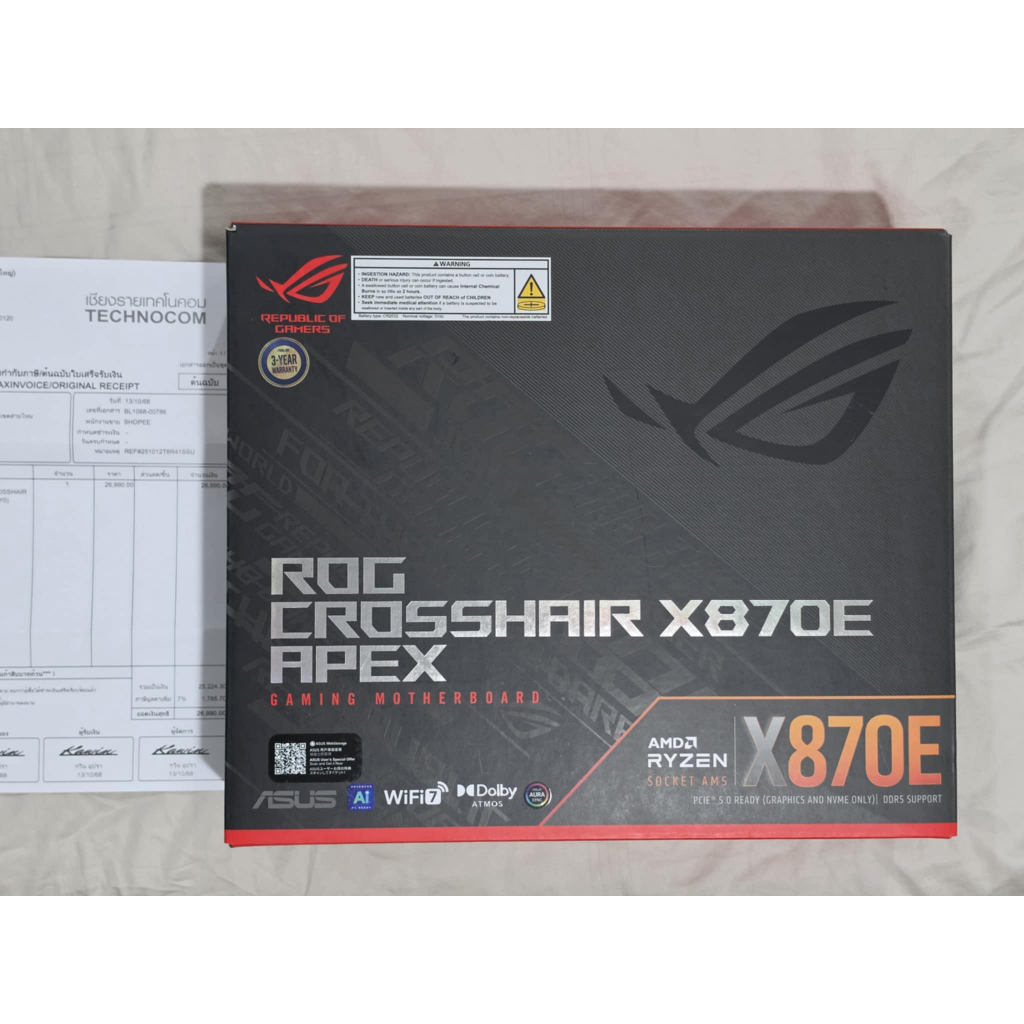 ROG X870E APEX AM5 มือ1 ประกัน Ingram ใบเสร็จพร้อม ประกัน 3+1 Y (เริ่ม 10/25)