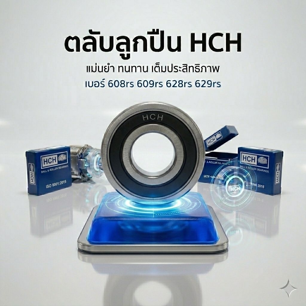 ตลับลูกปืน HCH ของแท้ (เลือกเบอร์) 608RS 609RS 628RS 629RS ฝายาง ลูกปืนรอบจัด ใส่พัดลม สว่าน มอเตอร์ Bearing
