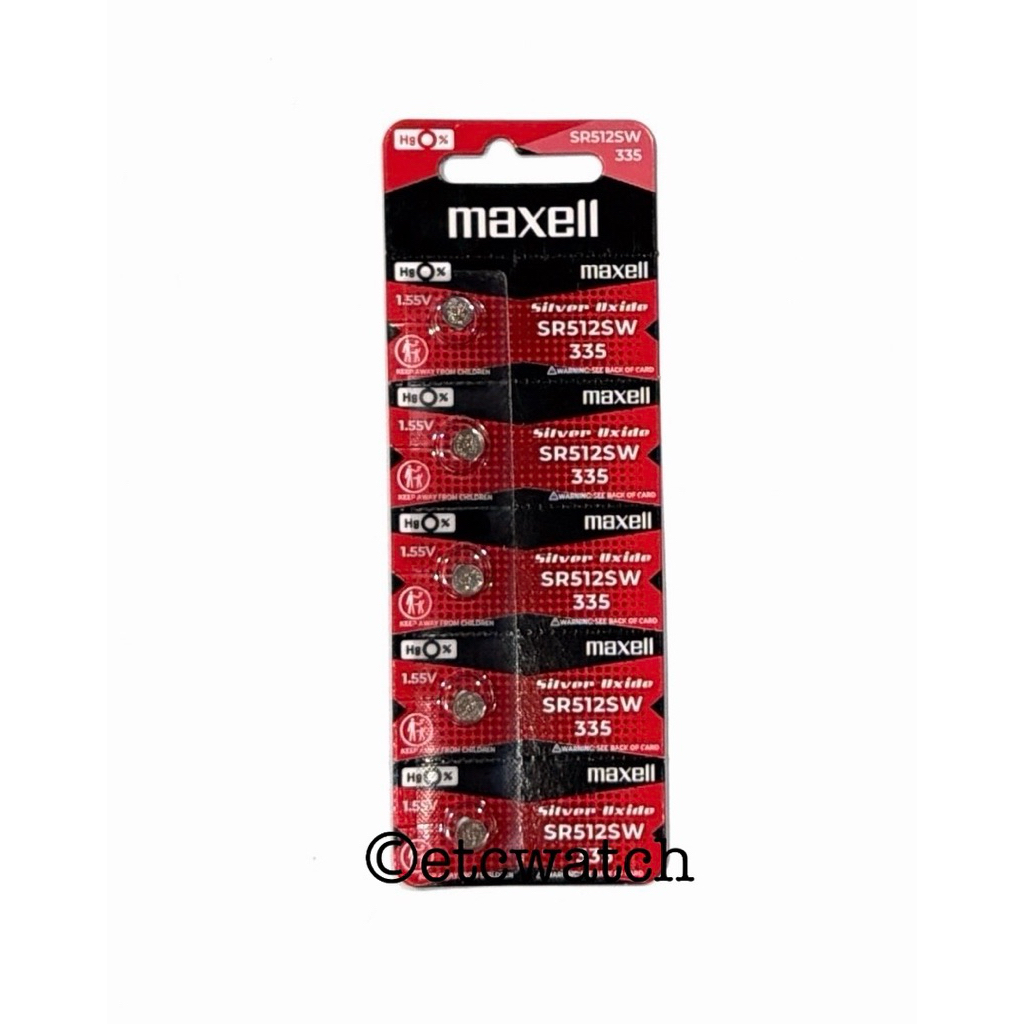 พร้อมส่ง> ถ่านกระดุม Maxell SR512SW / 335 1 แผง 5 ก้อน