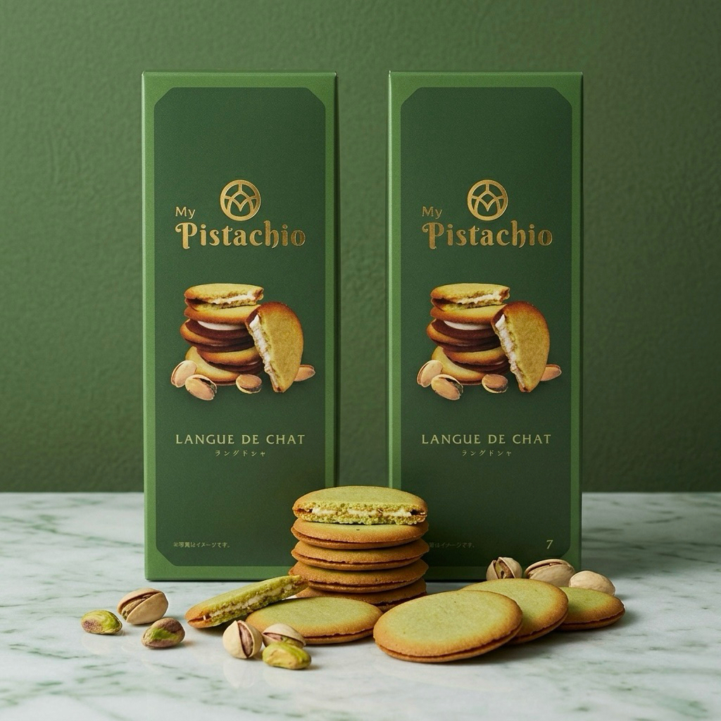 พร้อมส่งในไทย ✨ My Pistachio - Langue de Chat 💚 คุกกี้ลิ้นแมวสอดไส้ครีมพิสตาชิโอสุดพรีเมียม หอม หวาน มัน ละมุนลิ้น!