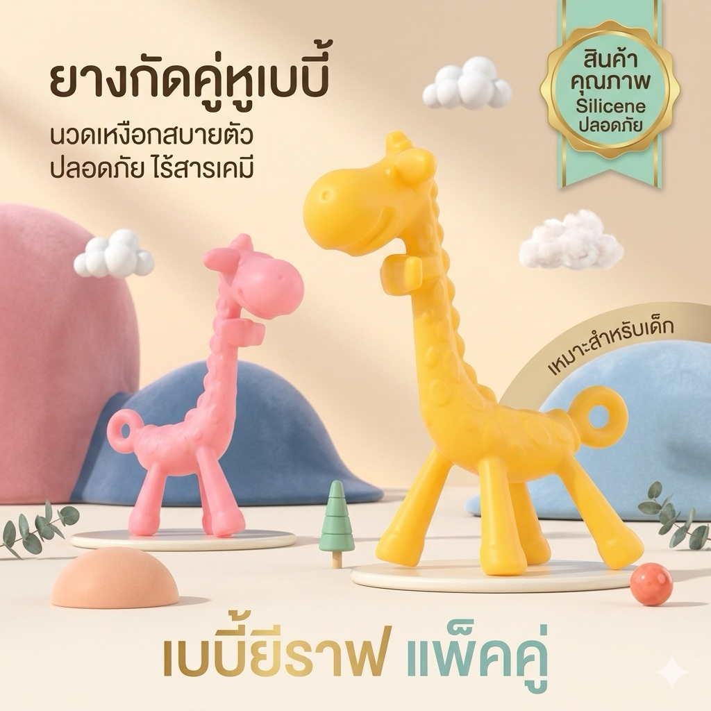 ยาง ยีราฟ กัดซิลิโคน ยางกัด อายุ 3 เดือนขึ้นไป ส่งจากไทยไม่ต้องรอนาน