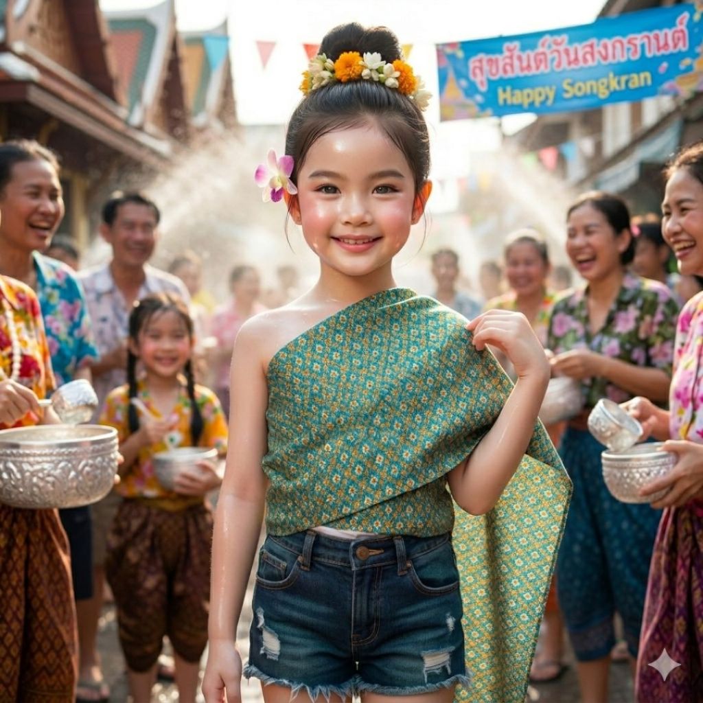 สไบเด็ก ผ้าลายไทย สินค้าพร้อมส่ง