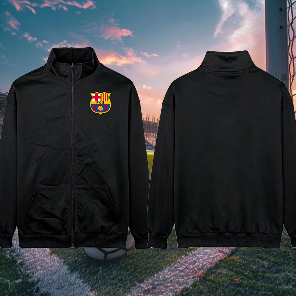 sun protection clothing FC Barcelona แฟชั่น Cardigan Hooded and ยืนคอคาร์ดิแกน ธีมฟุตบอล FCB ซิป เสื