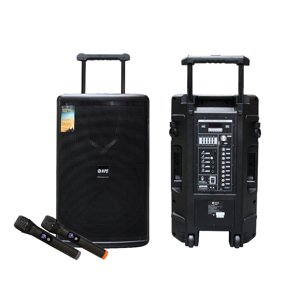 NPE ตู้ลำโพงล้อลาก 15" 2ทาง +แอมป์ 500W+ไมค์ลอย TA-15BAT