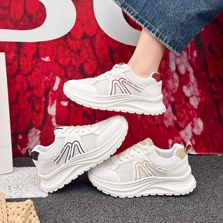 JSNB !NEW!รองเท้าผ้าใบ ทรงสปอร์ตระบายอากาศพื้นนุ่มเดินสบายเสริมส้นเพิ่มความสูง 4ซม. ทนทาน ใส่เที่ยว ใส่ทำงานได้ [LN9020]