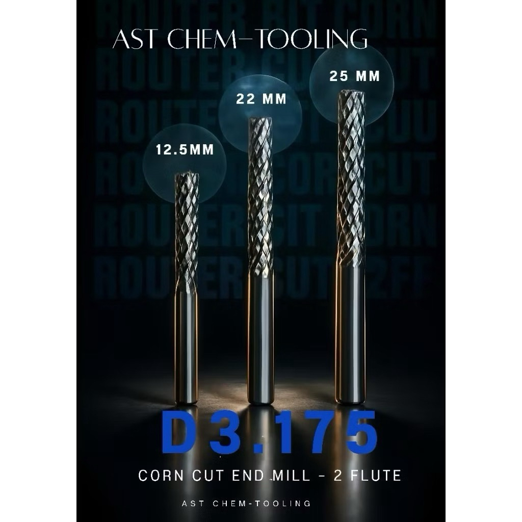 End Mill Corn cut 2F (1 pcs) ดอกเจาะ ดอก cnc 3.175/3.175-1/8