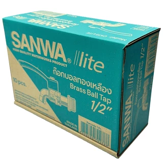 (ยกกล่อง) SANWA lite ก้อก ก๊อกน้ำ ก็อกน้ำบอลด้ามแดง ทองเหลือง CK15 LITE ซันวา ไลท์ ขนาด 1/2" 4 หุน