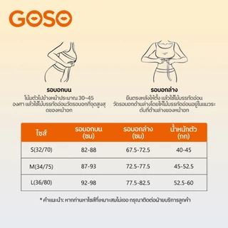 GOSO บราผู้หญิงไม่มีโครง Push up อัพอกสวย ลายริ้วตาราง รองรับดี ระบายอากาศ สวมใส่สบาย เซ็กซี่