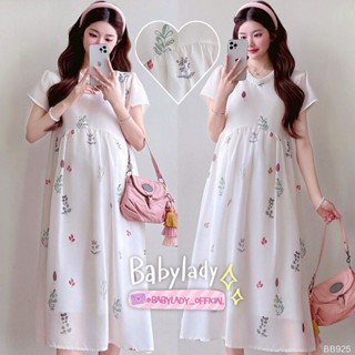[BB 925] ชุดคลุมท้อง | BABYLADY ♡ - เดรสชีฟอง คอตีเกล็ด ผูกเ…