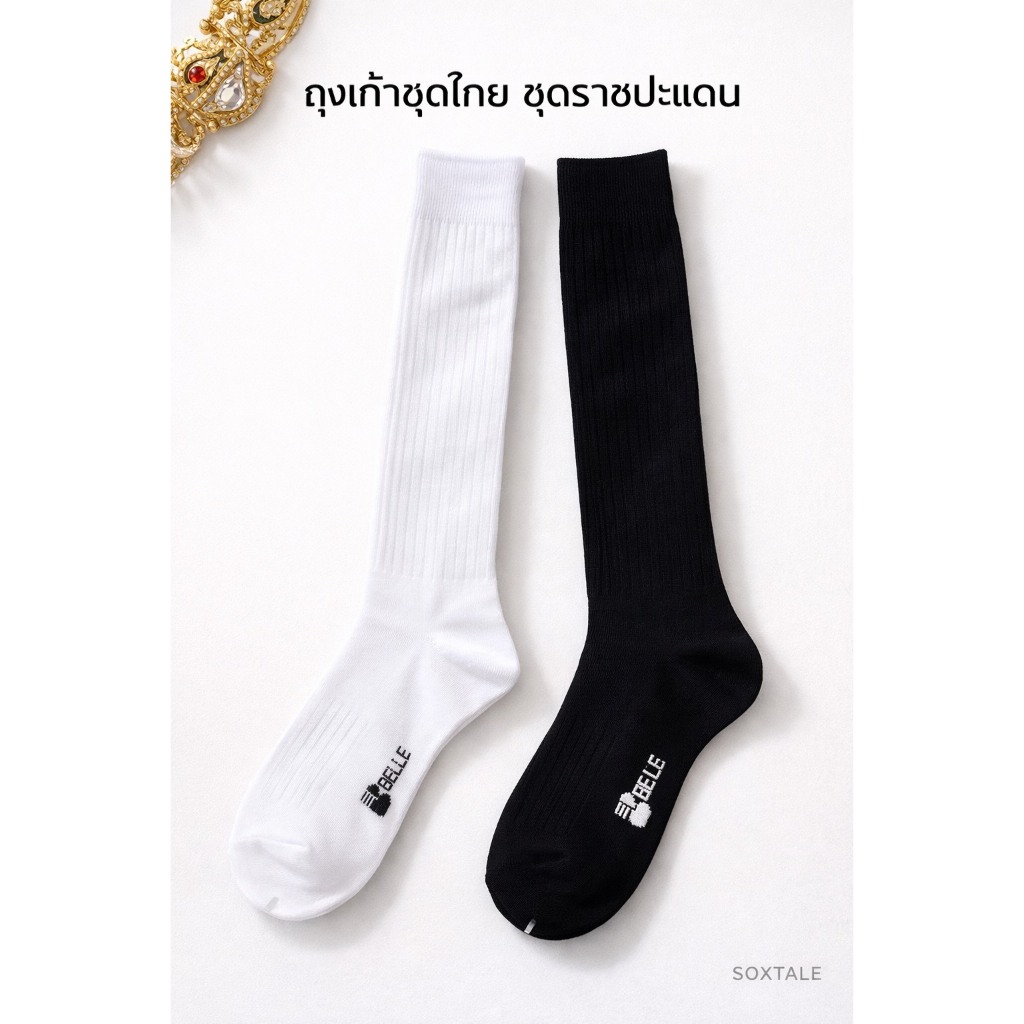 ถุงเท้าชุดไทย / ชุดราชปะแตน แบบยาว นุ่มพิเศษ ซัพพอร์ตเท้า ใส่สบาย ไม่รัดขา