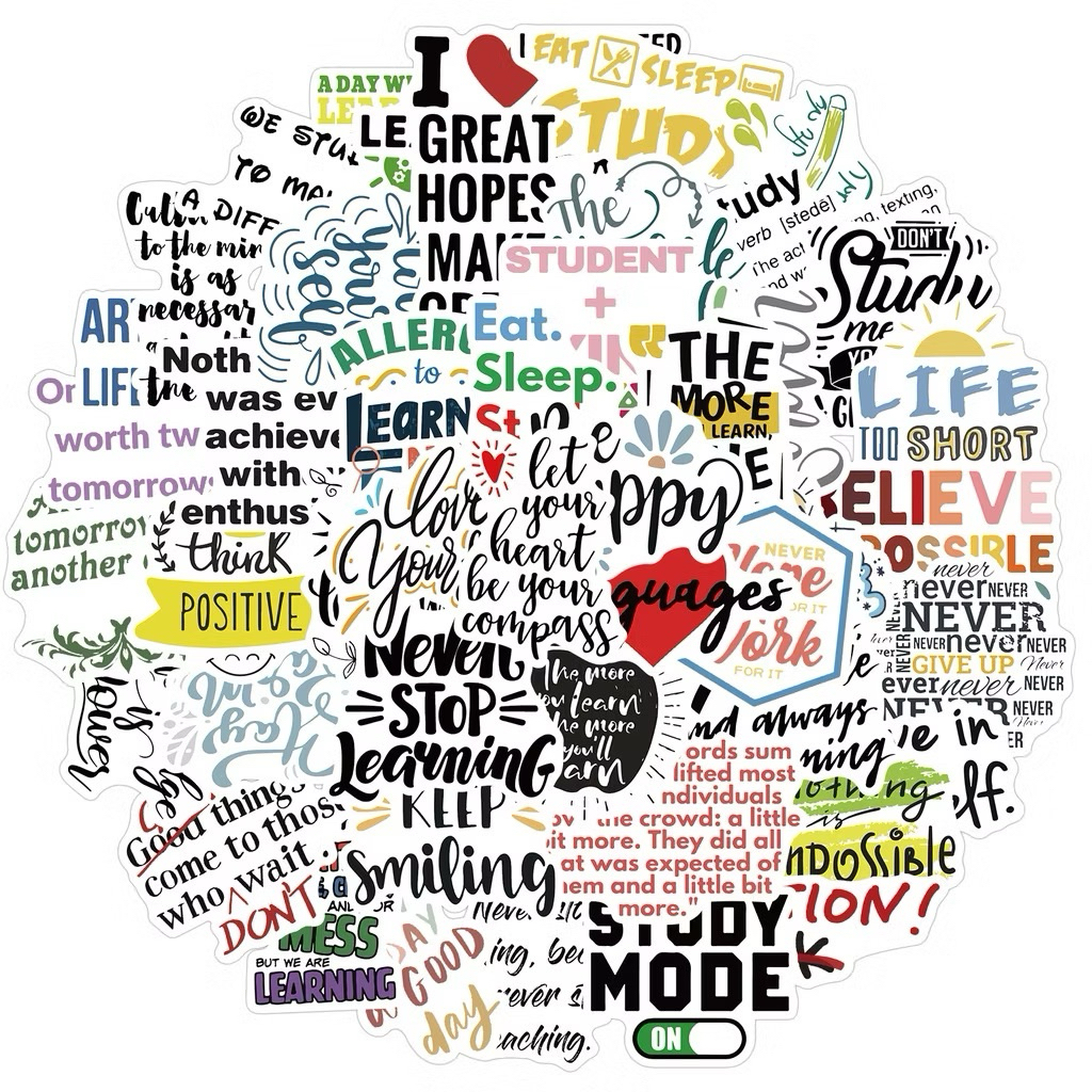สติ๊กเกอร์ ภาษาอังกฤษ 259 คำคม 50 ชิ้น story ตกแต่ง ติด โทรศัพท์ neon หนังสือ สมุด English language eng jesus