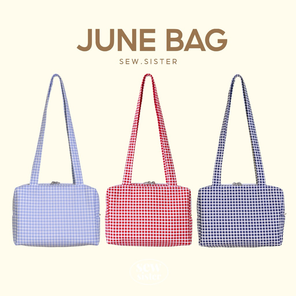 June bag กระเป๋าสะพายไหล่ทรงกล่อง ลายสก็อต 4 สี อยู่ทรงสวย พร้อมส่ง made in Thailand 🇹🇭