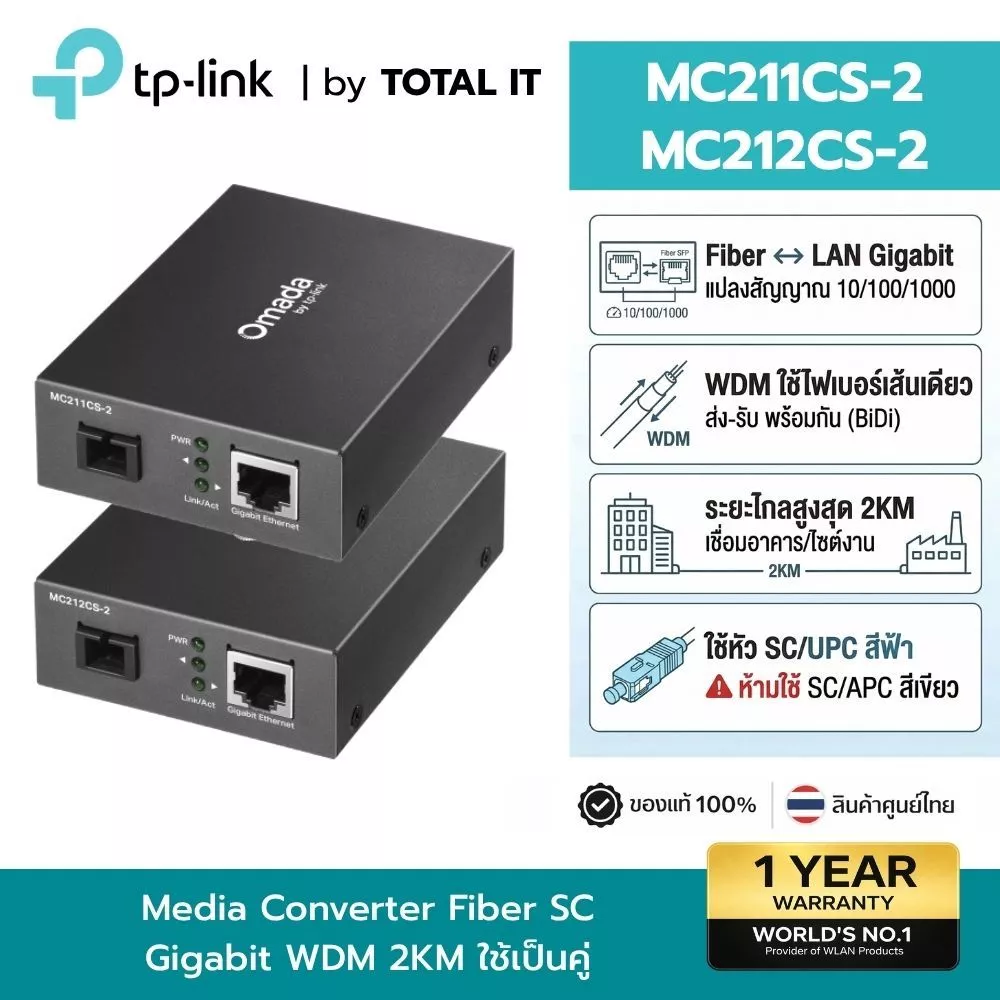 TP-LINK FC311A-2 + FC311B-2 | MC211CS-2 + MC212CS-2 Omada Gigabit WDM Media Converter