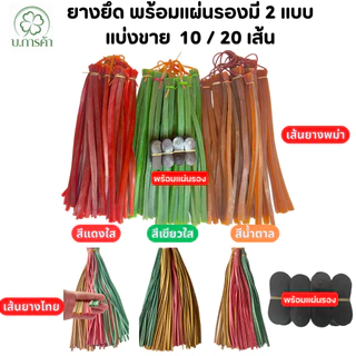 ยางหนังสติ๊ก เส้นพม่า 1มัด มี20 เส้น + แผ่นหนังรอง 20 อัน