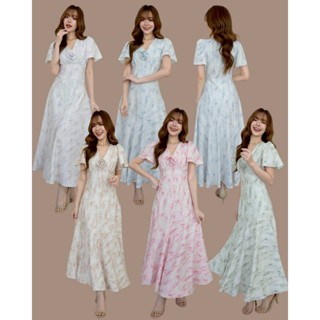 ชุดออกงาน ชุดเพื่อนเจ้าสาว koolykool คอวีแขนสั้นกระโปรงยาวบา…