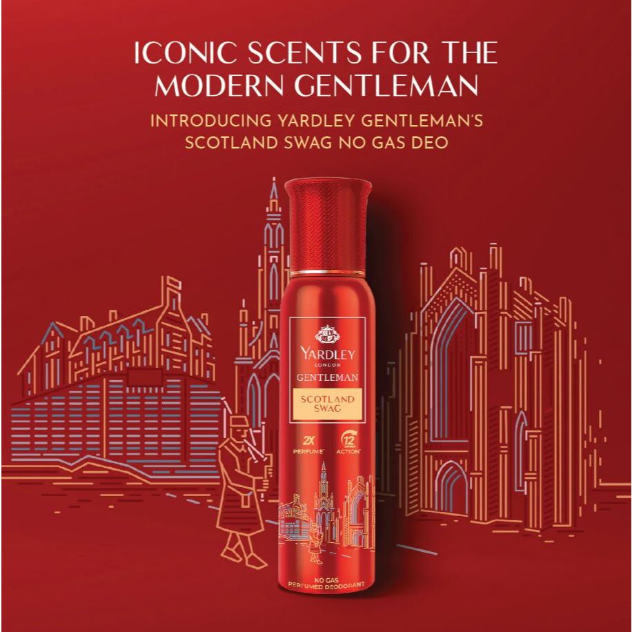 Yardley Gentleman Scotland Swag No Gas Perfumed Deodrant | No Gas Deo For Men | 2X Perfume | 12 Hours Action | 150ml ราคา ถูกที่สุด ดีลบีเคเค แกลเลอรีภาพที่ 4