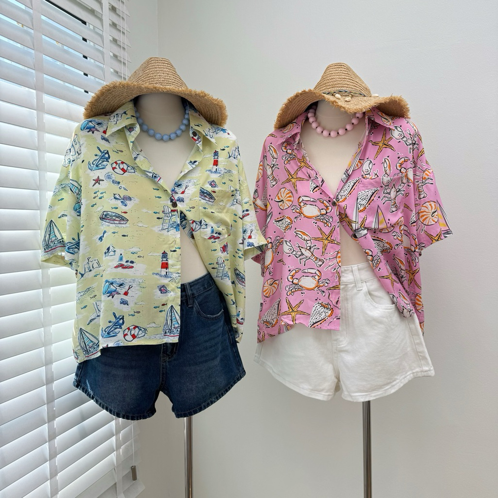 Hawaii shirt เสื้อเชิ้ตฮาวายคอตตอนสปัน เนื้อผ้านิ่ม รูปที่ 3