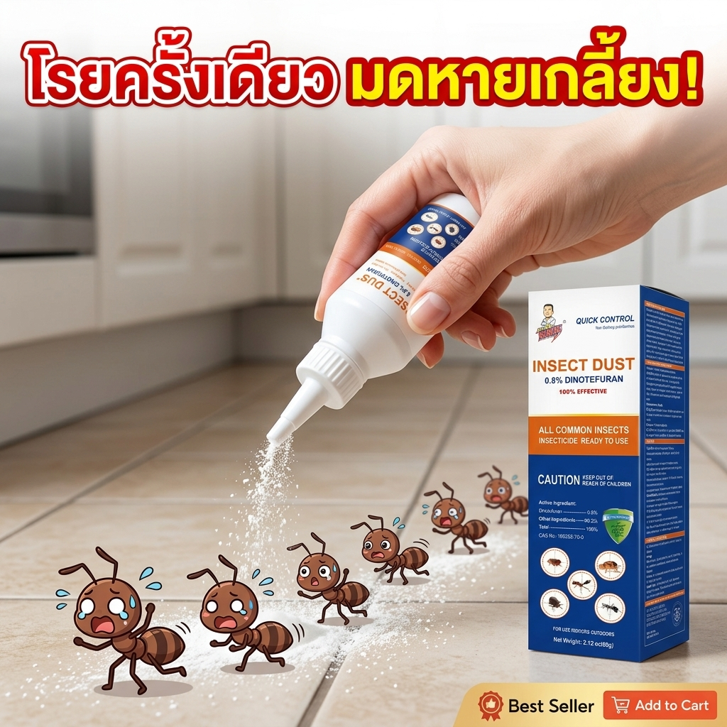 กำจัดมดเร็ว เห็นผลทันที! ผงกําจัดมด กําจัดมด ฆ่ามด น้ํายาฆ่ามด ผงโรยมด ปลอดภัยต่อคนและสัตว์เลี้ยง 60g