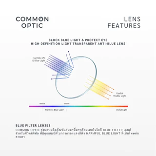 Common Optic แว่นสายตายาวกรองแสง ขาสปริง ทรงหยดน้ำ กรองแสงสีฟ้า Blue Filter สวมใส่สบาย น้ำหนักเบา 2322