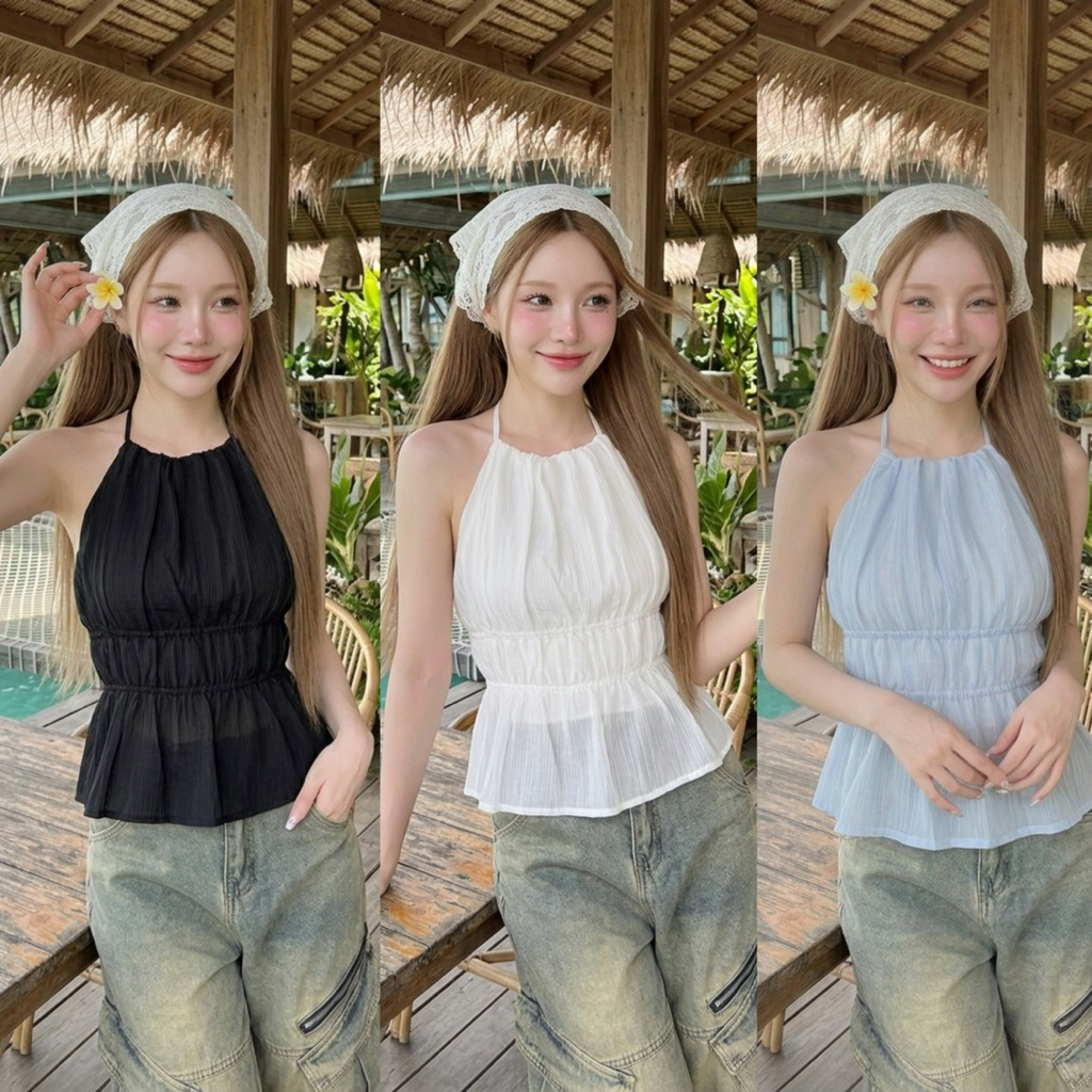 ❤️ Diiz’s ❤️ เสื้อผูกคอ คล้องคอ ผูกหลัง โชว์หลัง ผ้าโรซี่ ผ้าสวยมาก สายฝอ