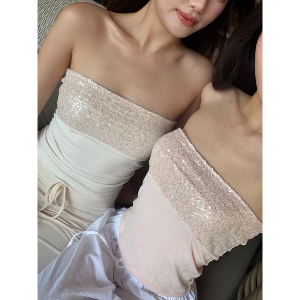Camila top - เกาะอกตัวยาว ดีเทลเลื่อมตรงอก by shewear.bkk รูปที่ 4