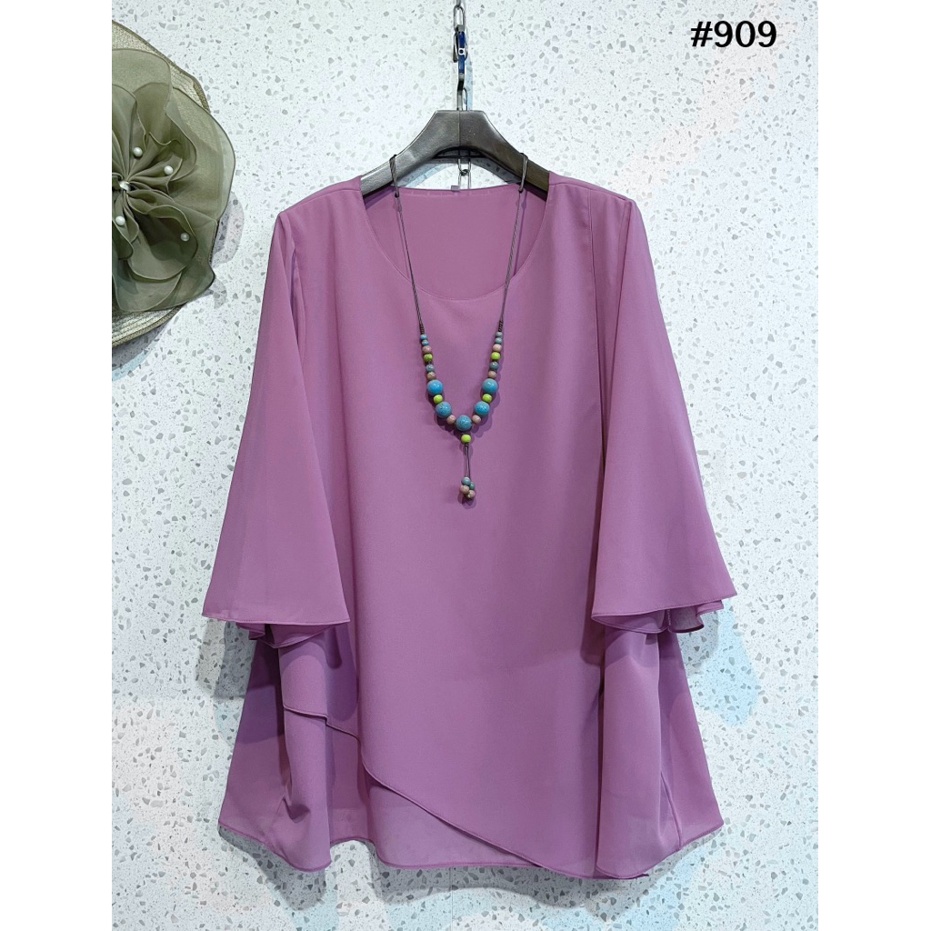 เสื้อชีฟอง(อก 50“-56”) ลำลอง ทำงาน เสื้อชีฟองไซส์ใหญ่ ฟรีไซส์ สาวอวบ อ้วน  เรียบหรู