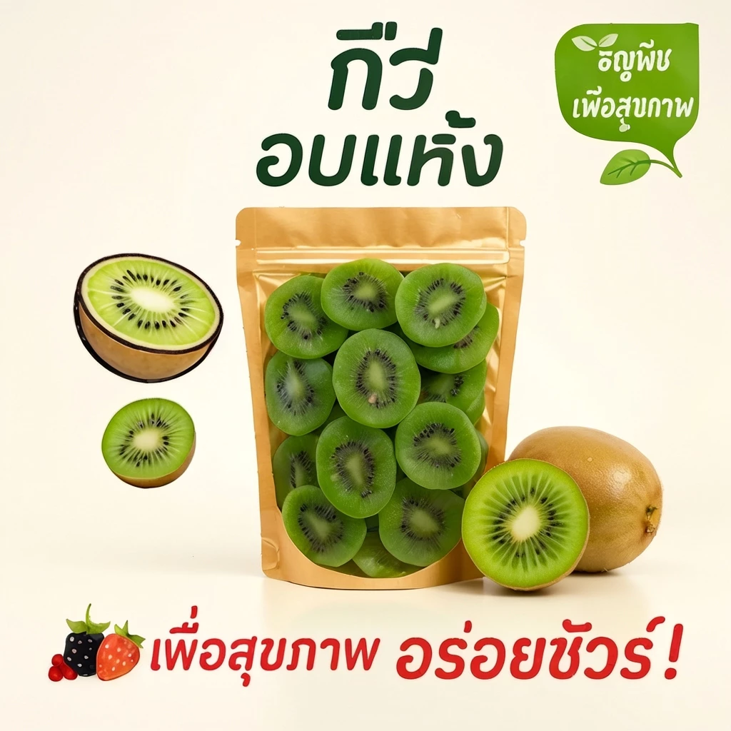 กีวี่อบแห้ง หวานน้อย เผยรสชาติเปรี้ยวหวานตามธรรมชาติ