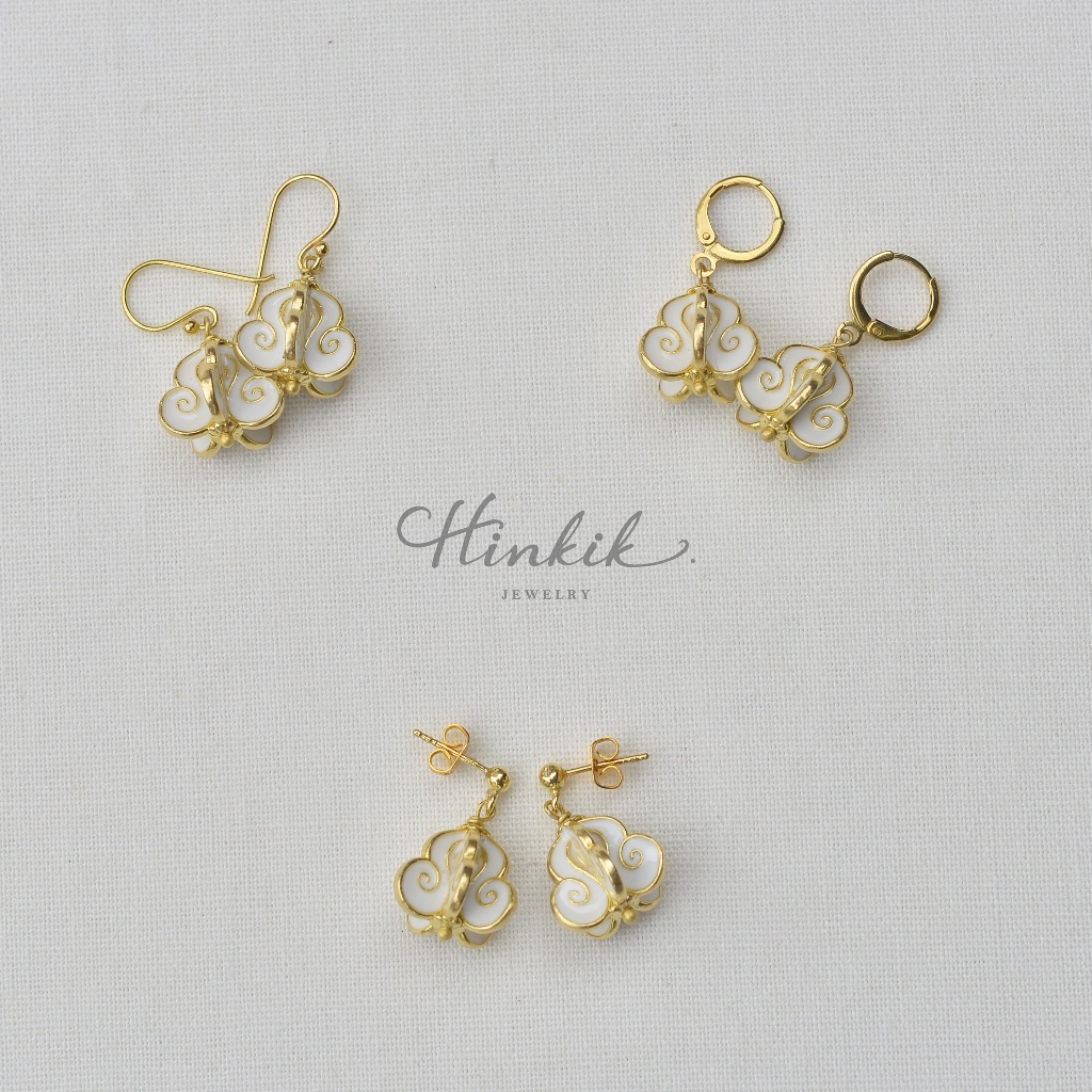 ต่างหู ตุ้มหู ดอกรัก ลงอีนาเมล Earring Crown Flower with enamel
