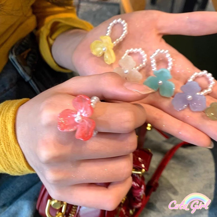 แหวนแฟชั่น แหวน ดอกไม้ dopamine สไตล์เกาหลี ins หวาน น่ารัก สำหรับผู้หญิง ส่งเร็ว COD
