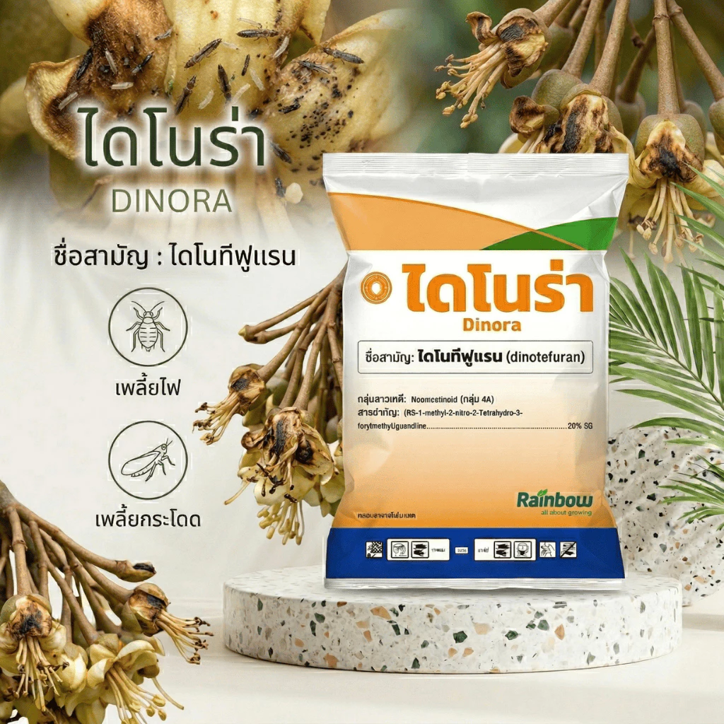ไดโนร่า ไดโนทีฟูเเรน 20% ขนาด 1 กิโลกรัม ป้องกันเเละกำจัดเเมลง เพลี้ยไฟ เพลี้ยเเป้ง เพลี้ยจั๊กจั่นฝอย