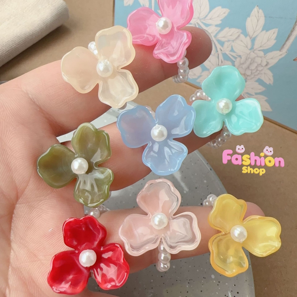 แหวนผู้หญิง แหวน ดอกไม้ ไข่มุก dopamine สไตล์เกาหลี ins หวาน น่ารัก สำหรับผู้หญิง ส่งเร็ว COD