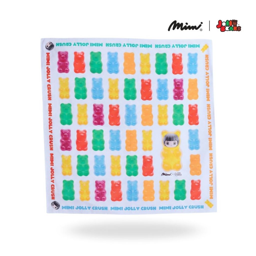 Mimi Scarf Jolly Crush ( MIMI x Jolly Bears ) ผ้าพันคอทรงสี่เหลี่ยม สีรุ้ง A9QKWH