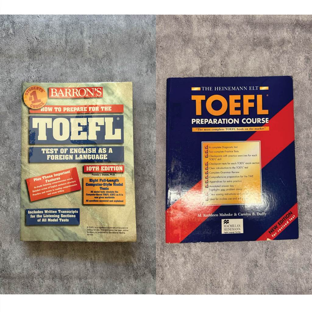 หนังสือเตรียมสอบ Barron’s TOEFL, The Heinemann ELT TOEFL Preparation Course ปีเก่า