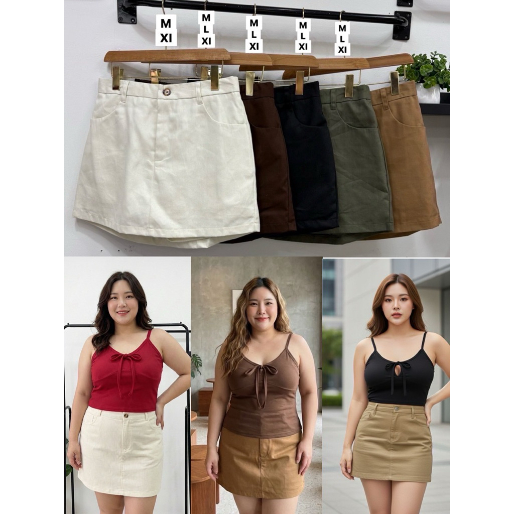 กระโปรงกางเกง  กระดุมชิปหน้า(Big size เอว28-44)