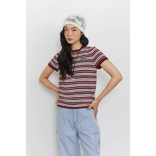 Breeze Club Tee [พร้อมส่ง] เสื้อยืดลายทางไหมพรม