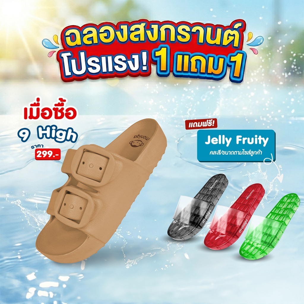 MONIGA รุ่น MNG-9  High SP รองเท้าแตะแบบสวม " โมนิก้า นุ่มมมม ... เวอร์ "