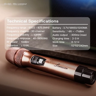 EasyandPerfect ไมค์คู่ไร้สาย สำหรับ รุ่น 130 W และ 160 W LONZUER ลำโพงบลูทูธ รับประกัน 1 ปี