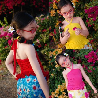 เสื้อเกาะอกคล้องคอ ผ้ายืดสีสดใส (เฉพาะเสื้อนะคะ)