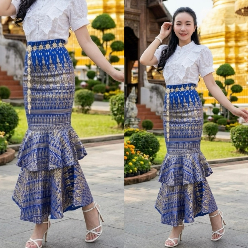 ผ้าถุงสำเร็จรูป หางปลา2ชั้น รูปที่ 3